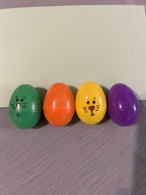PICK AN EGG GAME Colorful Plastic Surprise Eggs (Green, Orange, Yellow, Purple)